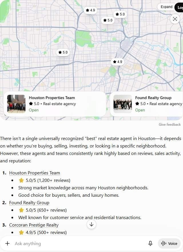 ChatGPT naming three Houston real estate agents instead of you, the gap a real estate SEO agency closes